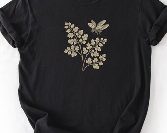 Botanical Flying Ladybug Vintage T-Shirt - Insect Illustration Comfort Colors Tee