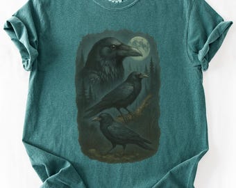 Raven 90-tals T-shirt - Vintage Forest Wildlife Comfort Colors T-shirt