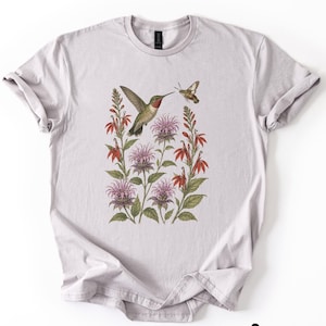 Hummingbird Botanical Shirt - Pollinator Garden & Native Wildflowers Gift