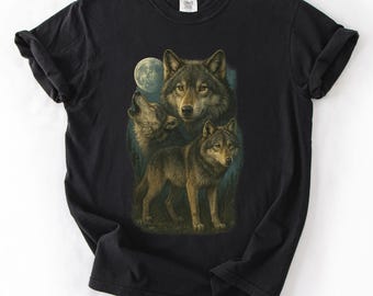 Wolves Comfort Colors T-shirt - Howling Voices of the Silver Pines - Vargflockskjorta