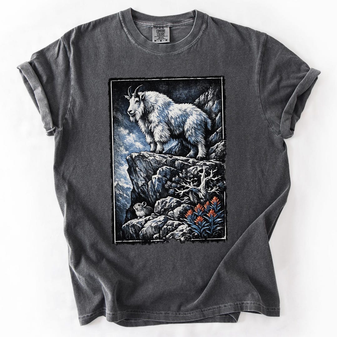 Mountain Goat Shirt Alpine Wildlife Vintage Tshirt Comfort Colors