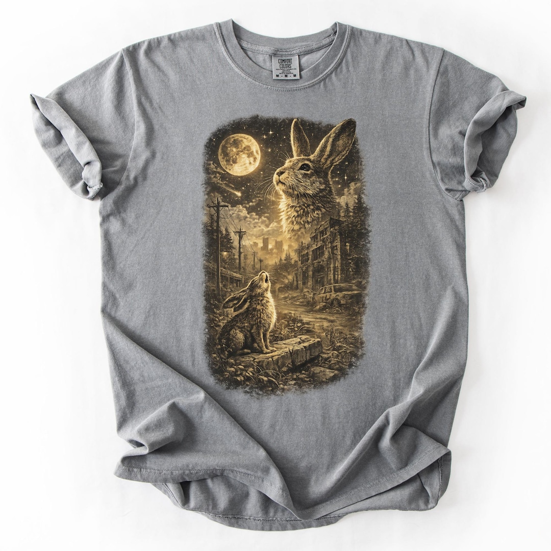 Howling Rabbit Shirt Howling Rabbit Vintage T-shirt - Full Moon Bunny Tee - Comfort Colors ...