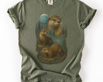 Otter 90s Comfort Colors Tshirt - Retro Wildlife Nature T-Shirt - Outdoorsy Y2K Gift Shirt