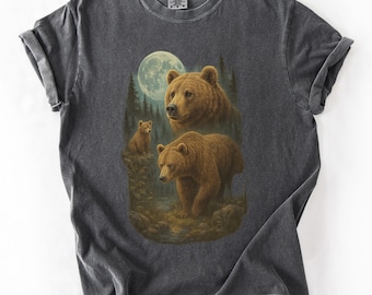 Grizzly Bear Comfort Colors T-Shirt – Retro Wildlife Outdoorsy Tee