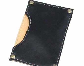 Free Shipping Black Lambsin Leather Card Case Handmade