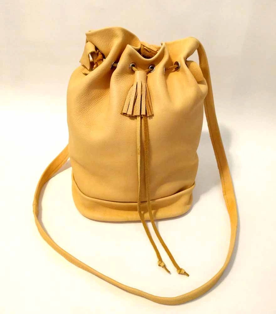 Honey Gold Deerskin Bucket Bag Whip-stitched Shoulder Bag - Etsy