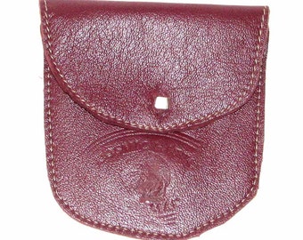 Ear Buds in Burgundy or Tangerine Lambskin & Saddle Deerskin Pouch Coin Purse