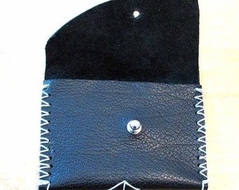 Black Cowhide Slim Wallet or Business Card Case Mini Wallet Handmade