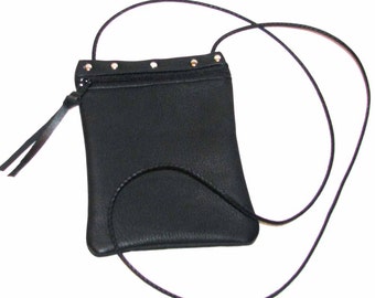 Black Deerskin Casey Cross Body Pouch Handmade