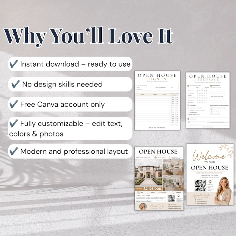 Open House Bundle | Real Estate Marketing Kit | Editable Canva Welcome ...