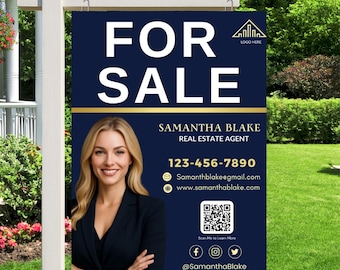 For Sale Yard Sign Template | Editable Canva Real Estate Sign | Printable Realtor Yard Sign | Modern Home For Sale Sign | Instant Download