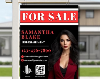 For Sale Yard Sign Template | Open House Sign | Realtor Yard Sign | Editable Canva Real Estate Sign | Printable Agent Sign
