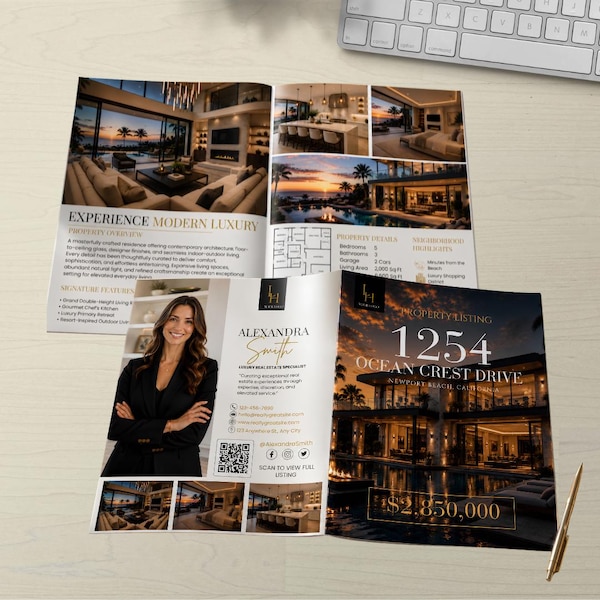 Property Brochure Real Estate Template | Realtor Canva Template | Editable Canva | Listing Brochure | Real Estate Marketing | 2 Sizes