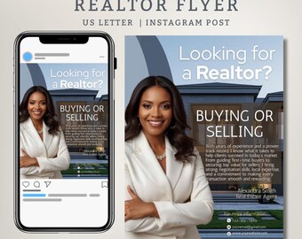 Real Estate Flyer Template | Buying & Selling Flyer | Realtor Marketing Canva Template | Editable DIY Flyer | Instagram Post and US Letter