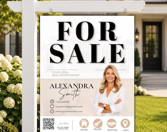 For Sale Yard Sign Template 18x24 | Realtor Canva Template | Real Estate Sign | Editable Canva | Realtor Marketing | Lawn Sign