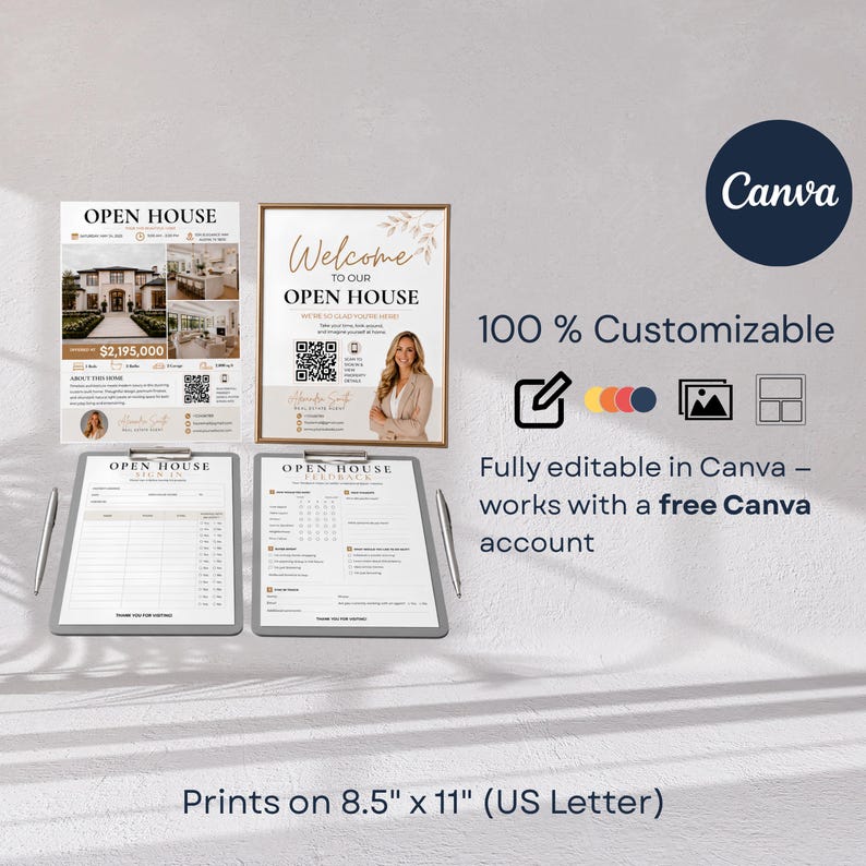 Open House Bundle | Real Estate Marketing Kit | Editable Canva Welcome ...