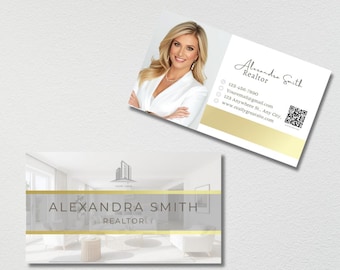 Modello di biglietto da visita per agente immobiliare / Branding per agente immobiliare / Modificabile con Canva / Biglietto da visita moderno per agente immobiliare / Biglietto da visita stampabile