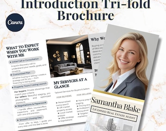 Real Estate Trifold Brochure Template | Realtor Introduction Pamphlet | Modern Real Estate Marketing | Printable Agent Brochure