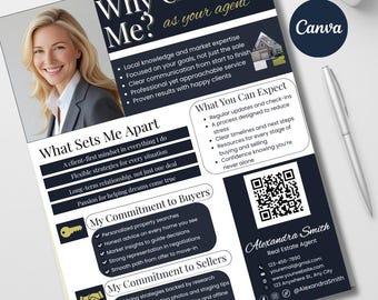 Folleto de presentación de agente inmobiliario moderno / Folleto de biografía de agente inmobiliario / Plantilla para conocer a su agente / Folleto de agricultura para agentes inmobiliarios / Plantilla editable de Canva