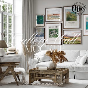 7 Frames Gallery Wall Mockup, Scandinavian Frames Boho Frames Mockup Poster Mockup, Wall art Mockup, PSD Frame Mockup, Print Frames Template