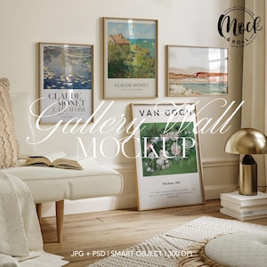 4 Frames Gallery Wall Mockup Wall Art Elegant Scandinavian Living room Poster Mockup PSD Editable Poster Art  Print Frame Template