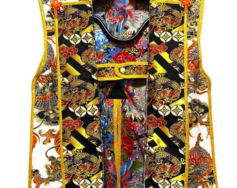 Samurai Kostüm, Jinbaori, Japanischer Shogun Waffenrock, Handgemacht, Drache und Pfau
