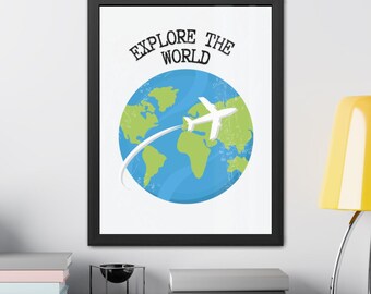 Retro Luftfahrt Reise Poster - Flugzeug & Globus Wandkunst (Digitaler Download)