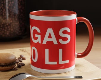AvGas 100 LL Tasse | Akzent-Kaffeetasse, roter Text, 11oz oder 15oz