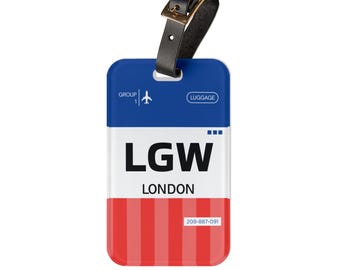 Custom Airport Code Gepäckanhänger | Rot Weiß Blau Bordkarte Stil