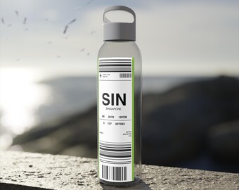 SIN Airport Gepäckanhänger Wasserflasche | Bording Pass Flasche