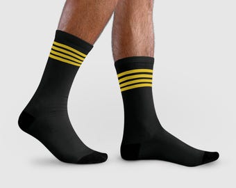 Kapitänssocken | Luftfahrt Themen Socken | Luftfahrt Geschenk für Piloten, Avgeek, Luftfahrt Enthusiasten