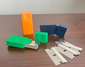 Compact Utility Single Edge Razor Blade Holder Travel Case | 3D Printed Reusable Blade Storage Box | Safe & Secure Razor Blade Holder