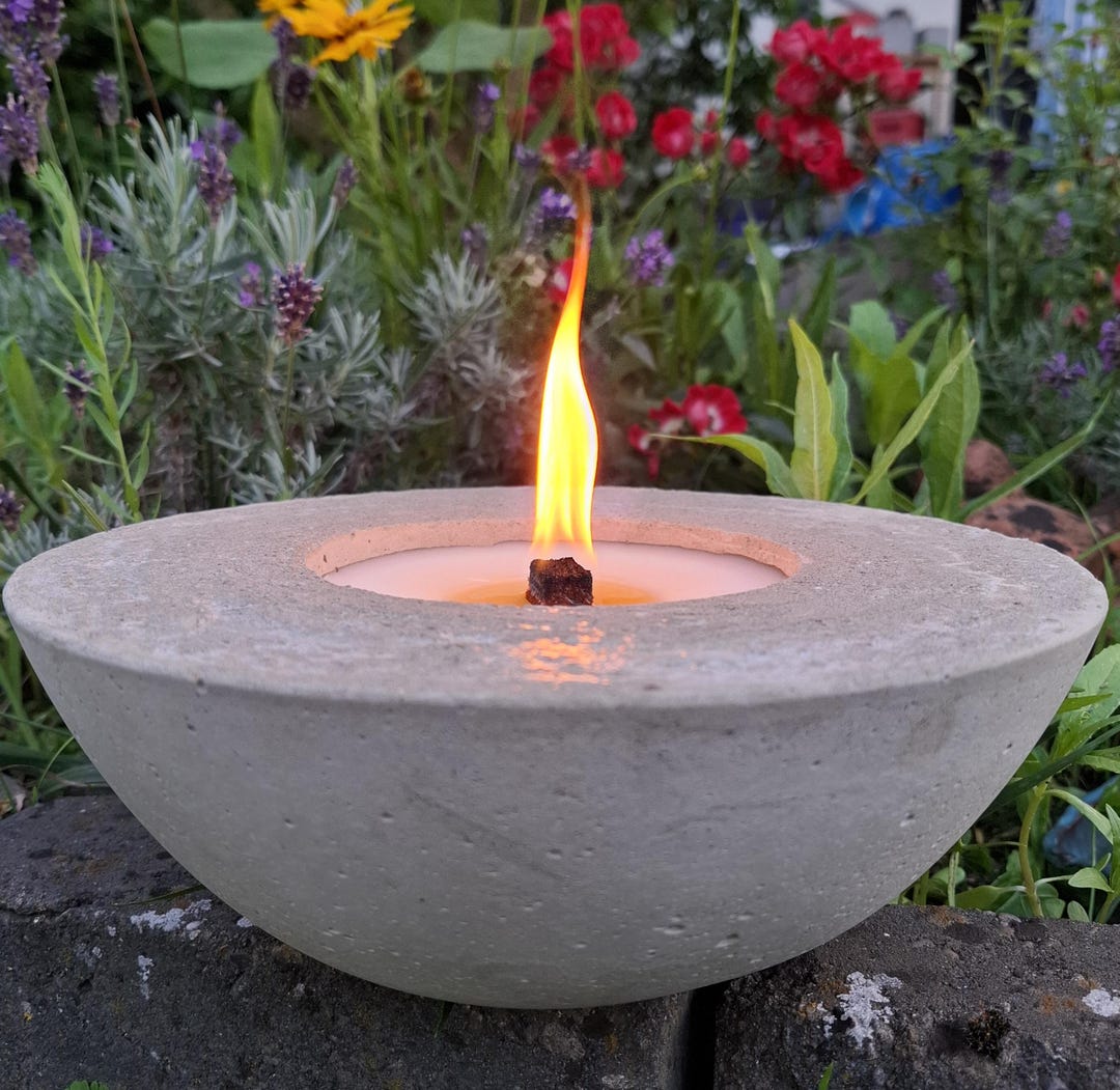 Beton-Dauerkerze Tischfeuer Kerzenfresser Outdoorfeuer Outdoorkerze ca. 23-25cm Durchmesser Gartendeko