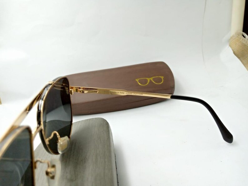 LV Monogram Brown Lens Sunglasses, Vintage Mod Z1906E Metal Aviator