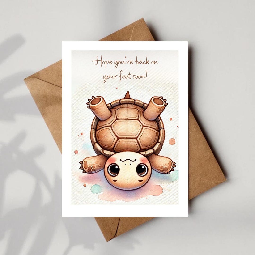 Cute Turtle Get Well Soon Card! - Etsy