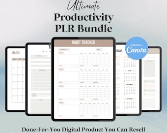 Aanpasbare Canva-productiviteitssjablonen: PLR-bundel voor bedrijven en onderwijs voor efficiëntie en organisatie