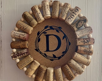 Personalized Decorative Wreath made from Upcycled Wine Corks