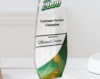 Personalized Acrylic Glass Award: Elegant Office Recognition Trophy