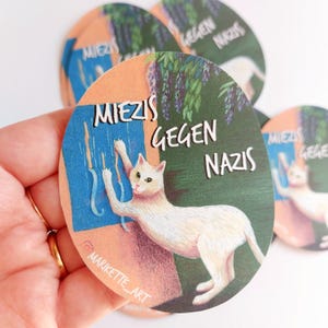 Autocollant "Miezis gegen Na*is", autocollant, décalcomanie, ordinateur portable, déclaration