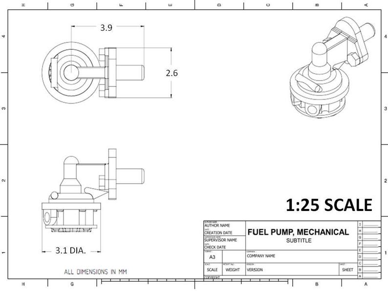 4 Off, 3D Print Resin, Model Car Mechanical Fuel Pumps, Various Scales ...