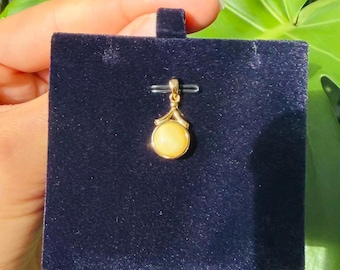 Small Amber Pendant Natural Baltic Amber Charm 925 Silver Gold Plated Gift Jewelry