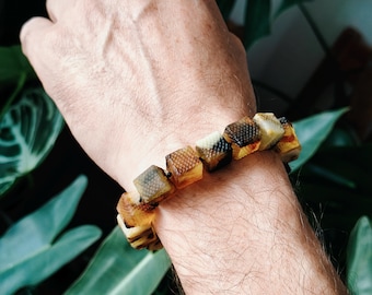 Men’s Baltic Amber Bracelet | Square Amber Beads | Natural Healing Jewelry Gift  for Him