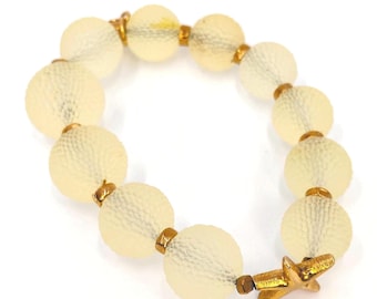 Baltic Amber Bracelet: Light Yellow Beads with Gold Starfish Charm