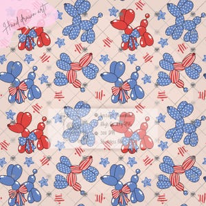 4th of July Dogs, Americana, Balloon Animal Dogs, Memorial Day, Labor Day, Veteran’s Day, Seamless File, Seamless Design