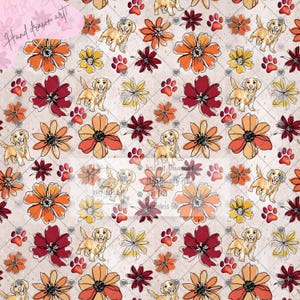 Boho Neutral Floral Dog, Fall Spring Seamless Pattern, Flower Seamless Pattern, Fall Floral Background, Floral Seamless, Boho Seamless