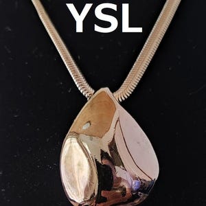 Yves Saint Laurent Necklace YSL Dark Silver Tone Necklace, Rare Find, Vintage YSL necklace