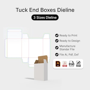 Plantilla de troquelado para cajas con extremos plegables para fabricación, impresión, cajas de correo, cajas de regalo, cajas de envío. Descarga de archivos AI, PDF y DXF