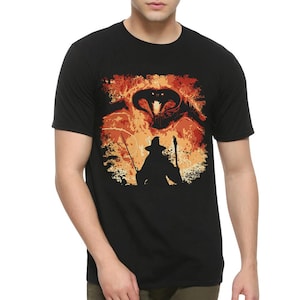 Gandalf and Balrog Art T-Shirt, J. R. R. Tolkien Shirt, Men&#39;s Women&#39;s Sizes Tee (LOR-25461)