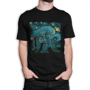 Camiseta de Rick Sanchez "Noche Estrellada", camiseta de Vincent Van Gogh, tallas para hombre y mujer