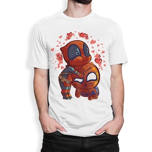 Deadpool and Spider-Man Love T-Shirt, Men&#39;s Women&#39;s Sizes Tee